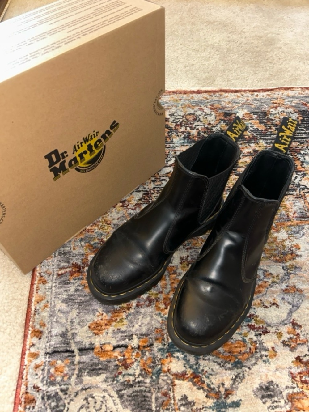 Dr. Martens Women’s Black Leather Semi-Platform Chelsea Boots